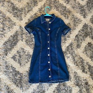 Zara blue denim button down dress -size S